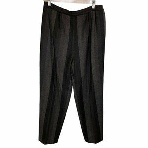 Vintage 80s Alexander Julian Striped Pleated Wool Cashmere Trouser Pants 12 Gray
